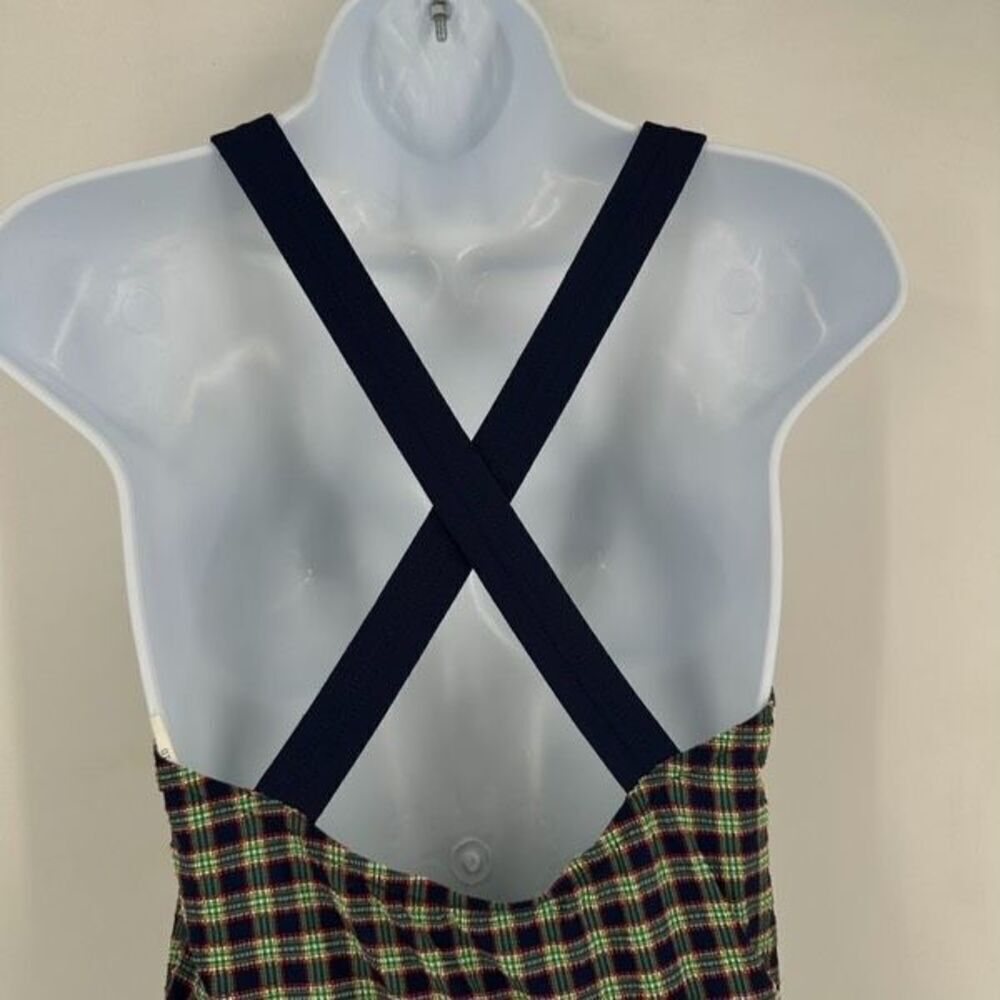 Vintage 80s Jantzen Women's Criss-Cross Back Swimshorts One Piece Blue Size 10 - Picture 6 of 9